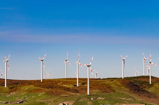 the wind farm in the high mountains