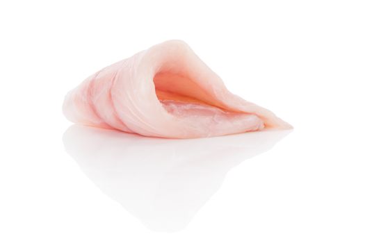 Fresh catfish fillet isolated on white background. Culinary healthy seafood eating. 