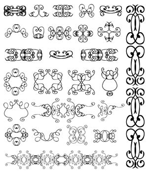 Elegant pieces, vector curves decor element tattoo,Vectorized Scroll Design set