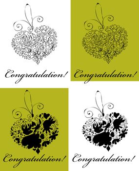 Heart,fake tattoo love card, Stylized Heart congratulation posters