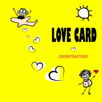 Valentine day fake paper card, vector cartoon love