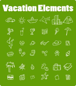 Vector vacation icon set, Travel, nature, food, finance, house, clothes, medical set