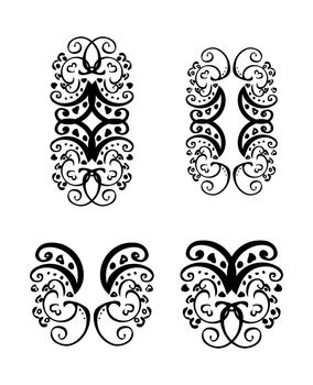 vector tattoo design element, Elegant pieces, vector curves decor element tattoo