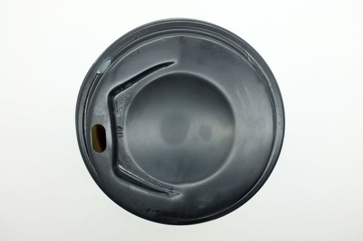Black plastic lid of coffee cup
