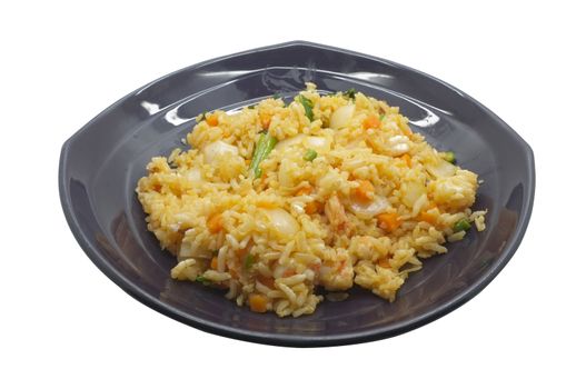 Stir fried rice with shrimp and mix vegetable