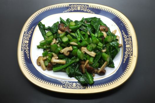 Stir fried green kale and mushroom