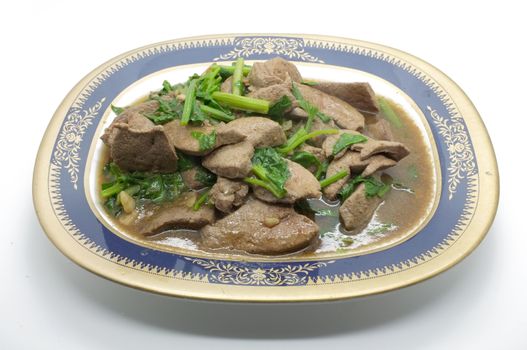 Stir fried pork liver with celery