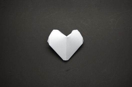White origami heart shape paper