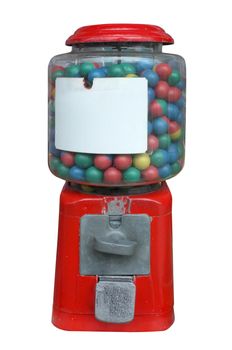 Candy dispenser, Gum ball machine, Vending machine with white empty label