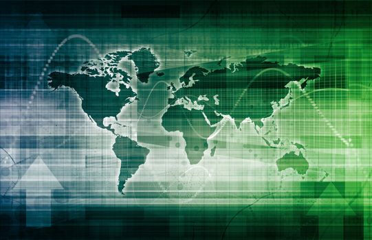 World Business Background with Map and Digital Data