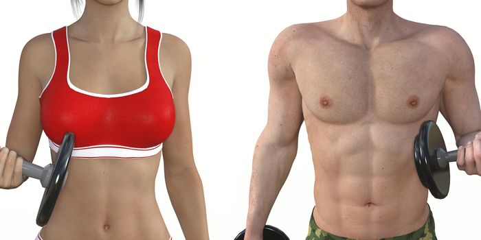 Man and Woman Exercising with Dumbbells as Fitness Concept