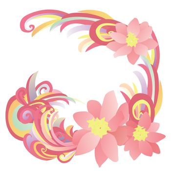 abstract flowers pink, red and yellow illustration