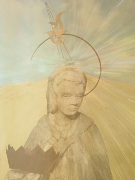 Statue of Sancta Birgitta outside the monastery in Vadstena Sweden.