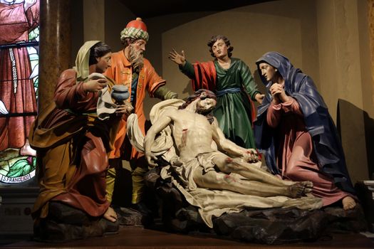 Deposition of Christ, Mary Magdalene, St. John, Joseph of Arimathea and the Virgin of Sorrows, Church of Saint Martin in Portofino, Italy