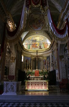 Altar in the church of Saint Martin, Portofino, Italy