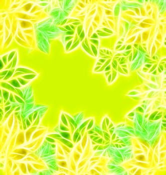 green leaves frame background spring or summer season border