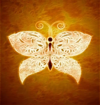 golden butterfly on dark brown vintage background