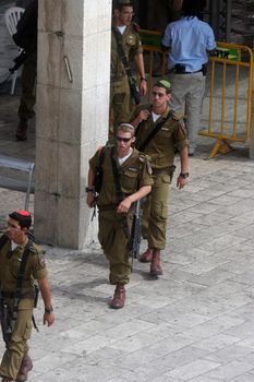 Members of the Israeli Border Police in the Old City October 03, 2006 in Jerusalem, Israel. They are deployed for law enforcement in the West Bank and Jerusalem.