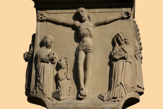 A roadside crucifix in the German village Munsterschwarzach