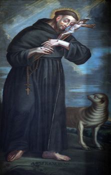 Saint Francis on July 18, 2013. Schonau Abbey is a monastery of Friars Minor (Franciscans Conventual) in the Bavarian village of Gemünden am Main, in the Diocese of Würzburg.