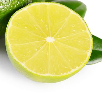 The fresh lime isolated on white background