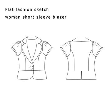 Fashion Illustration - Fashion Flat template - Woman short Blazer