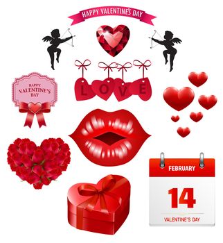 Set of different sign , symbols and Valentine's icons - clip art collection