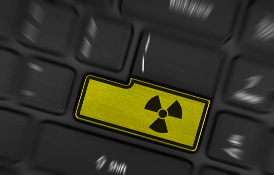 Symbol on button keyboard, warning (yellow) - radioactive