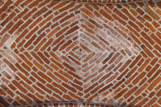 Red brick ceiling. Brick pattern. Brick background.