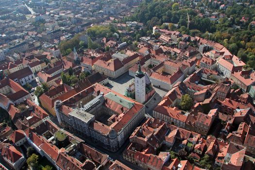 Zagreb Panorama with Church of St. Mark, Croatia.