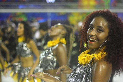 BRAZIL, Rio de Janeiro: Samba dancers are pictured during carnival technical rehearsal at Marques de Sapucai sambadrome in Rio de Janeiro, Brazil, on January 30, 2016.