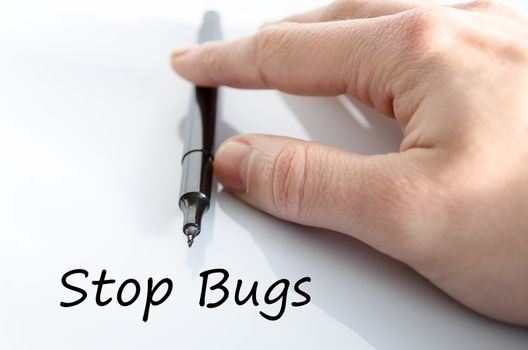 Stop bugs text concept isolated over white background