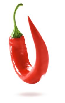 Fresh Red Hot Chili Pepper. White background. Soft Focus view.