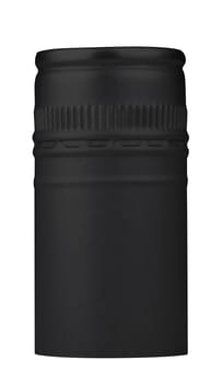 Macro shot of a black pilfer cap isolated on white background