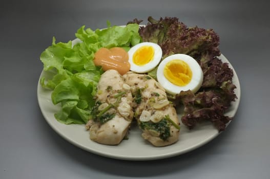Salad with chicken and egg