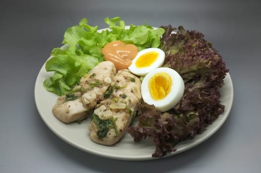 Salad with chicken and egg