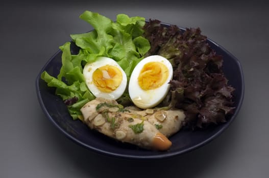 Salad with chicken and egg