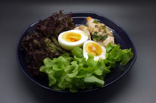 Salad with chicken and egg