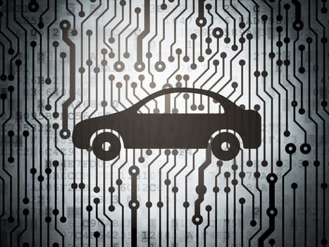 Tourism concept: circuit board with  Car icon, 3d render