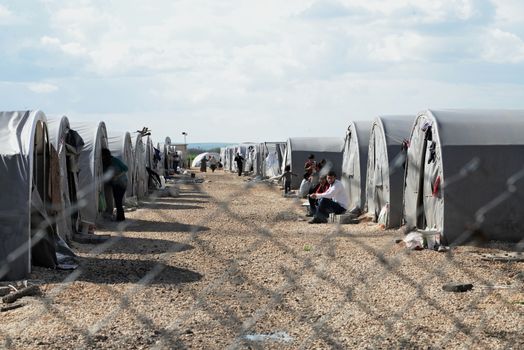 Unnamed  syrian (kurdish) people in refugee camp in Suruc. These people are refugees from Kobane and escaped because of Islamic state attack. March 30, 2015; Suruc, Turkey