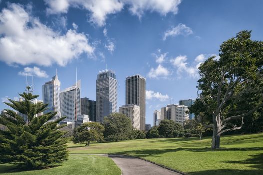 Park view of the Sydney Skyline, Australia