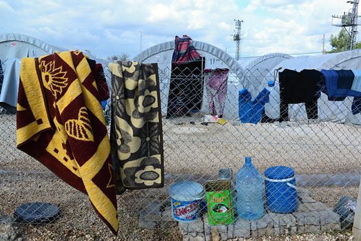 Syrian people in refugee camp in Suruc. These people are refugees from Kobane and escaped because of Islamic state attack. 30.3.2015, Suruc, Turkey