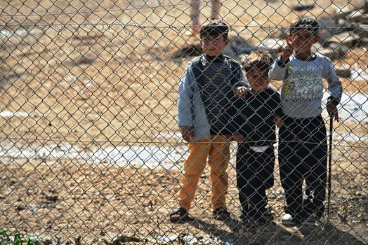 Syrian people in refugee camp in Suruc. These people are refugees from Kobane and escaped because of Islamic state attack. 30.3.2015, Suruc, Turkey