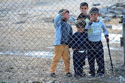 Syrian people in refugee camp in Suruc. These people are refugees from Kobane and escaped because of Islamic state attack. 30.3.2015, Suruc, Turkey
