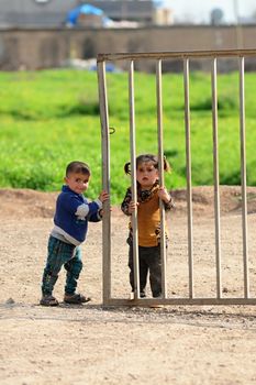 Syrian people in refugee camp in Suruc. These people are refugees from Kobane and escaped because of Islamic state attack. 3.4.2015, Suruc, Turkey