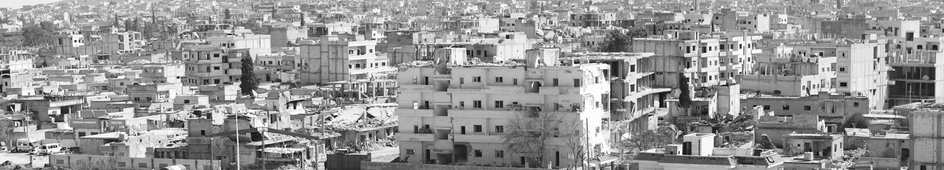 Destruction of Kobane - kurdish city in northern Syria. 31.3.2015, Kobane, Syria