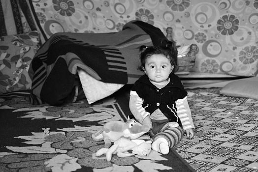 Syrian people in refugee camp in Suruc. These people are refugees from Kobane and escaped because of Islamic state attack. 3.4.2015, Suruc, Turkey