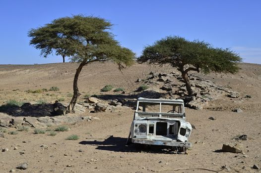 nice vintage offroad car in Morocco near Mhamid