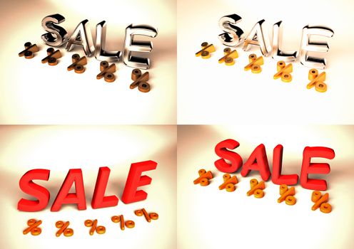 Set of pictures dimensional inscription of SALE and percents near it.