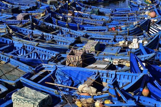 nice blue boat in old port in Essaouira